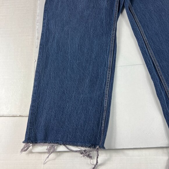 Abercrombie Fitch Jeans Womens 32x27* High Rise Loose Blue Raw Hem Denim Tag 31S - Picture 6 of 16